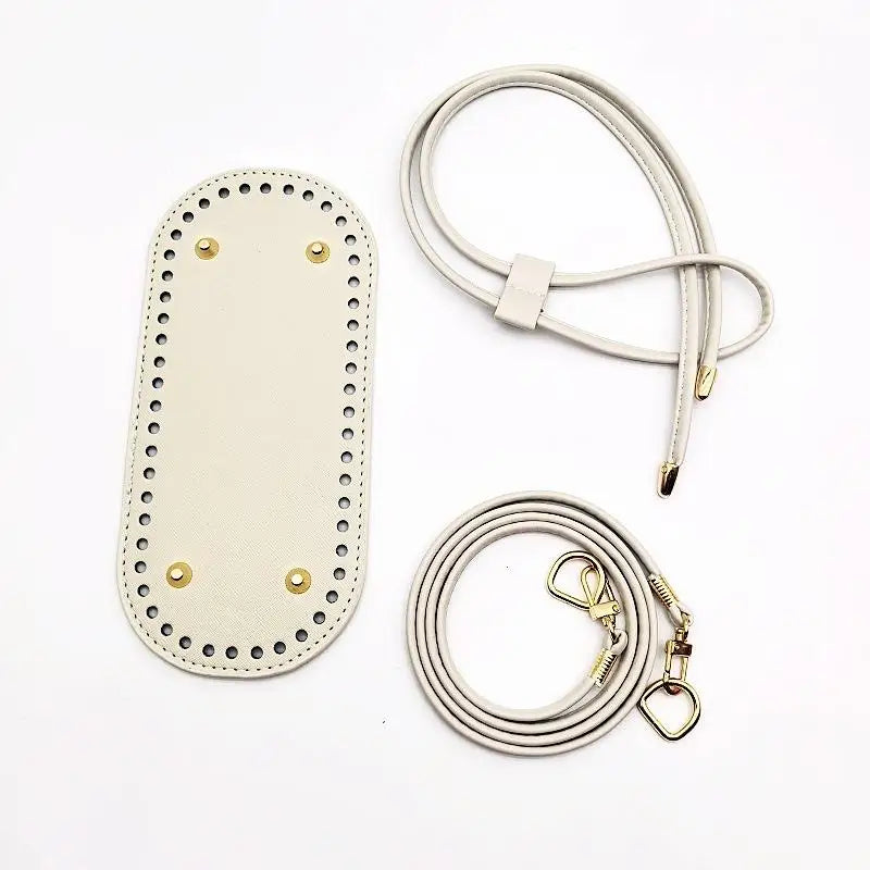 Crochet Handbag DIY Kit – PU Leather Bag Base, Strap & Chain