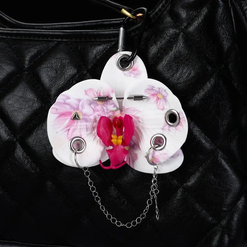 Phalaenopsis Flower Keychain – Floral Backpack Charm Gift