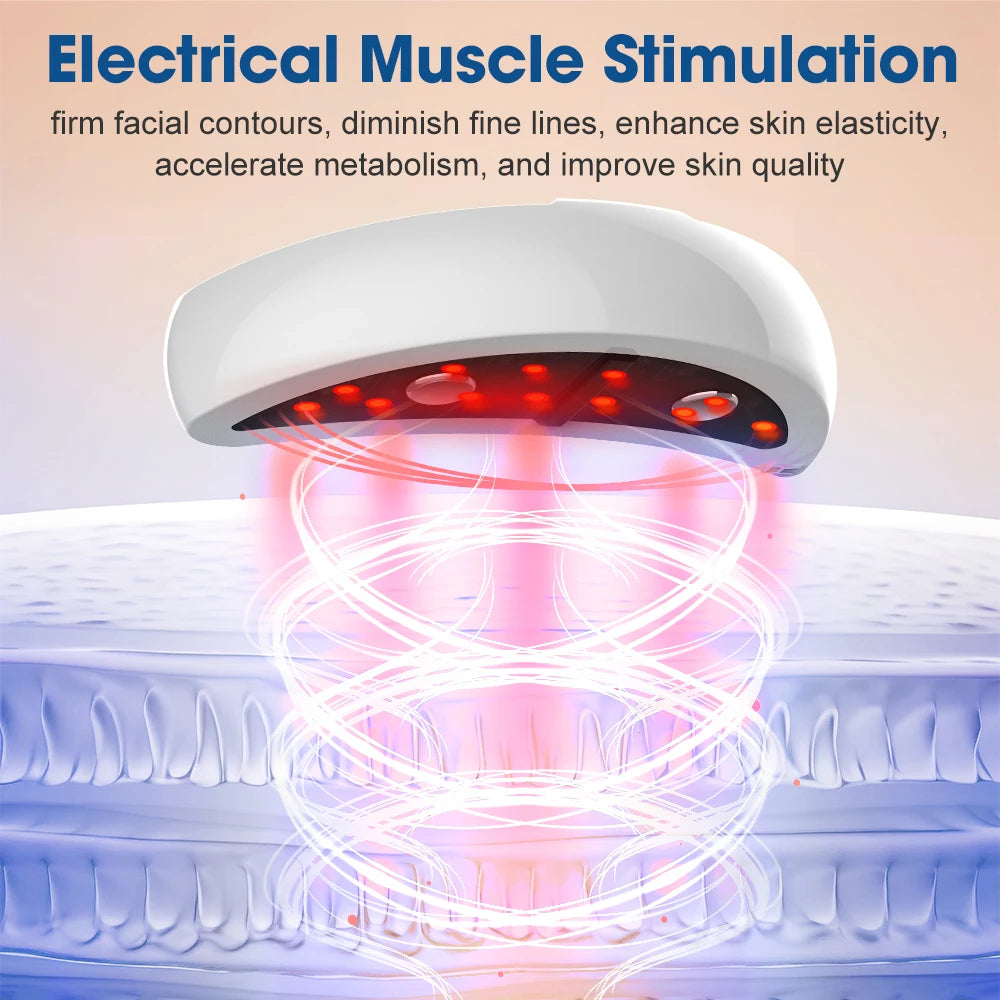 2-IN-1 Face & Eye Beauty Massager Micro-current Red Light EMS Anti Aging Bags Dark Circles Reduce Electric Eye Rejuvenation Pads Peaceful Pleasures Health and Wellness