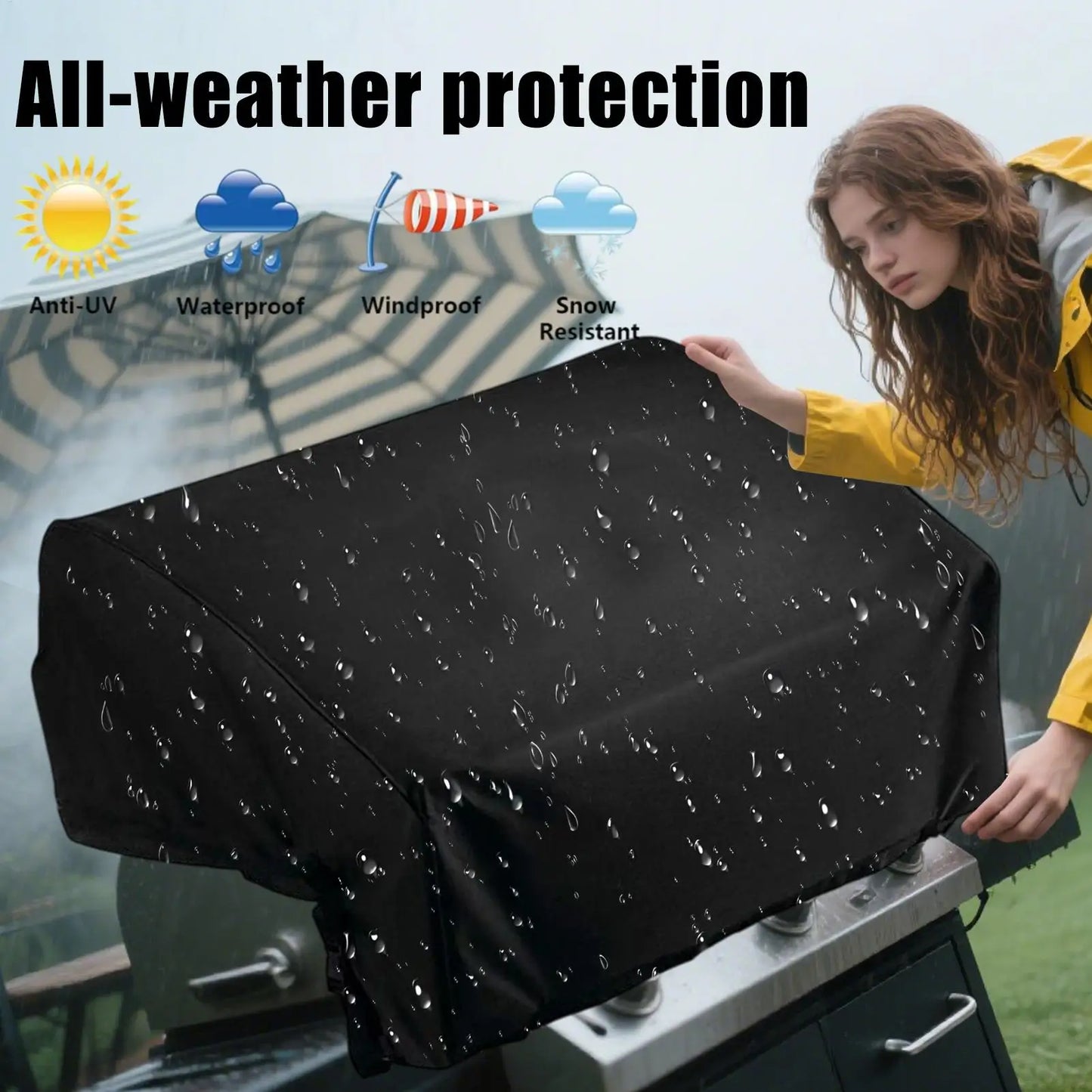 Built in Grill Cover BBQ Grill Top Cover 210D Oxford Fabric Waterproof Barbecue Cookware Protector for Backyard Yard Patio Lawn Peaceful Pleasures Health and Wellness