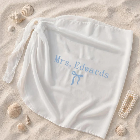 Personalized Bride Beach Wrap Skirt & Bikini Cover Up | Bridal Bridal Beach Cover Up Peaceful Pleasures Health and Wellness