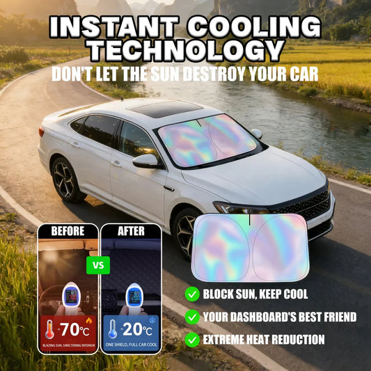 Foldable Car Windshield Sun Shade | UV Reflective Heat Block Windshield Sun Shade Oasis Select