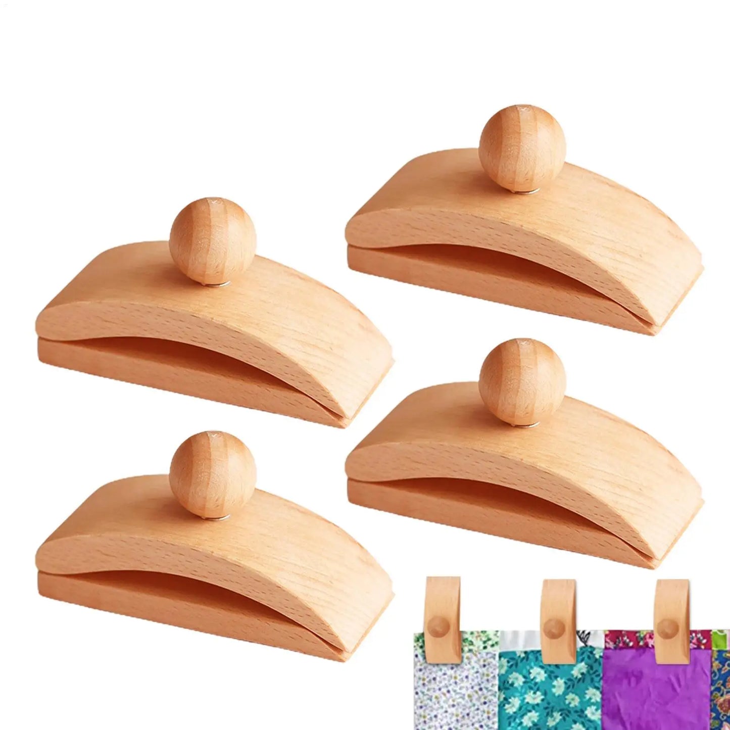 4pcs Wooden Wall Hanger, Invisible Clips For Hanging Quilts, Tapestries, Blankets, Throws, Shawls As Home Decor Peaceful Pleasures Health and Wellness