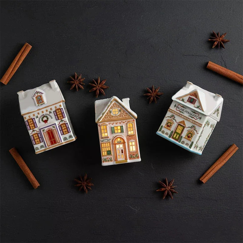 Mini Christmas Gingerbread House Spice Jar Set | Holiday Decor