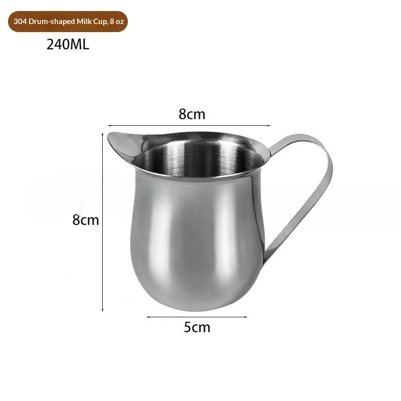 New Coffee Milk Frothing Pitcher Cup Stainless Steel Espresso Creamer Pitchers Ounce Measuring Cup with Pouring Spout Coffeeware Peaceful Pleasures Health and Wellness