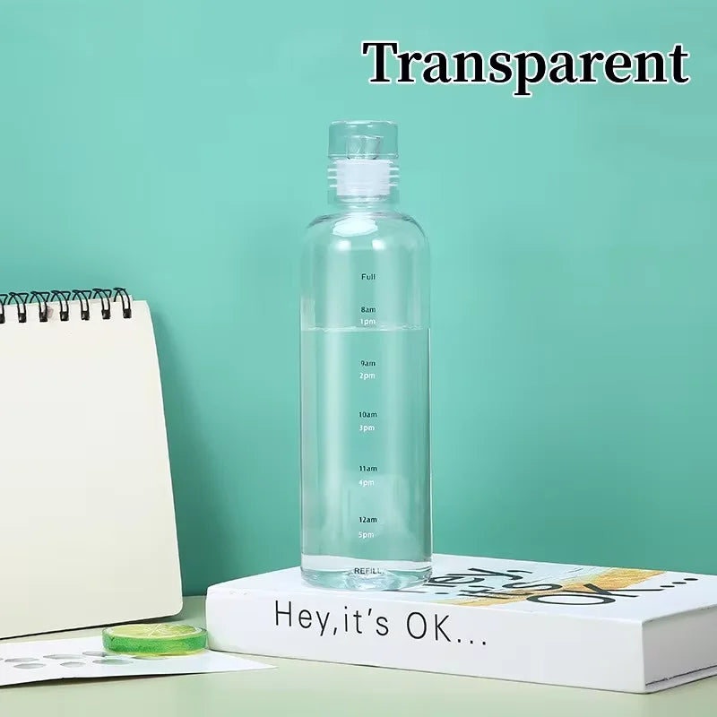 BPA-Free Transparent Water Bottle with Time Scale Markings