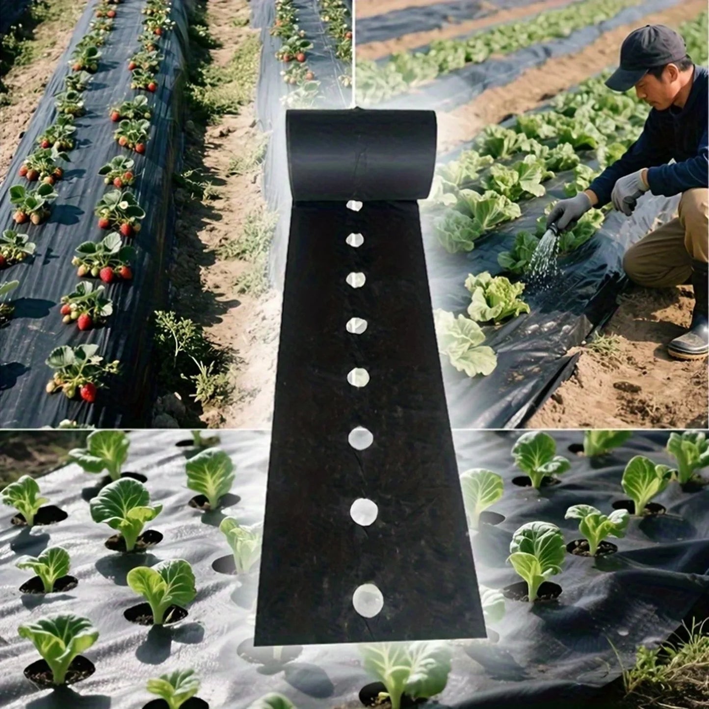 Black Weed Control Cloth with Planting Holes – 60cm x 10m