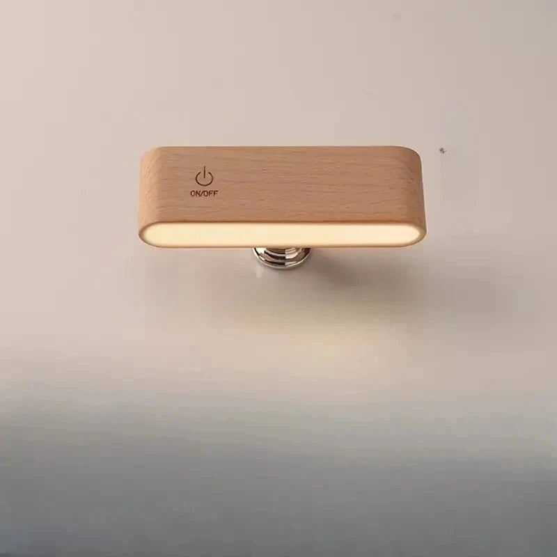 LED No-Drill Wireless Wall Lamp | Modern Wood Bedside Light