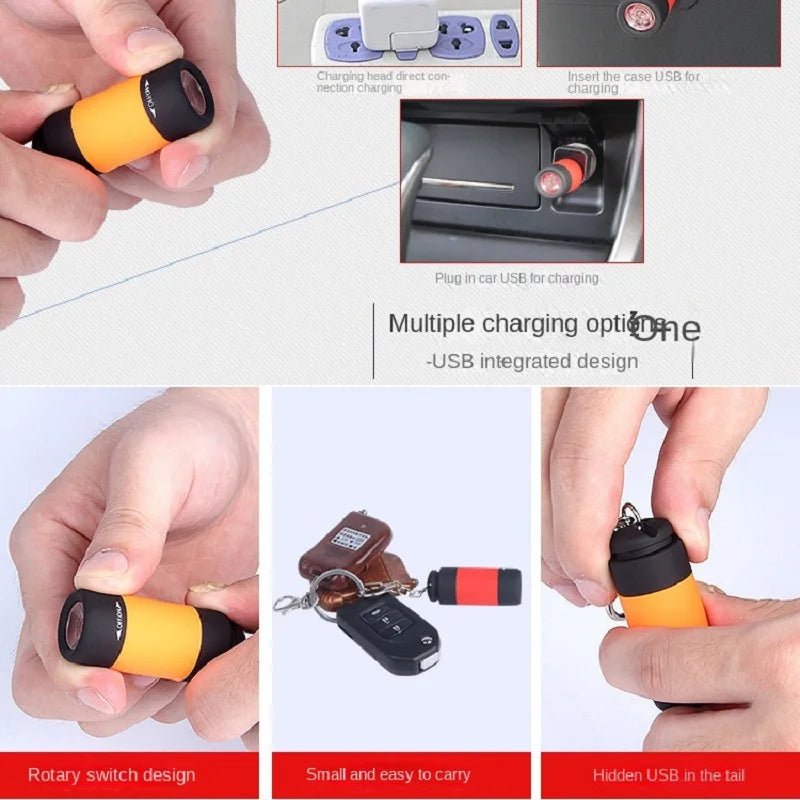 Mini USB Rechargeable LED Flashlight Keychain Waterproof Portable Small Flashlight for Outdoor Camping Hiking Emergency Home Use Peaceful Pleasures Health and Wellness