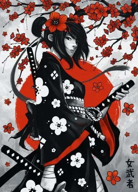 Japanese Geisha Samurai Canvas Wall Art Poster | Home Decor Canvas Wall Art Peaceful Pleasures Health and Wellness 04 50x70cm Unframed
