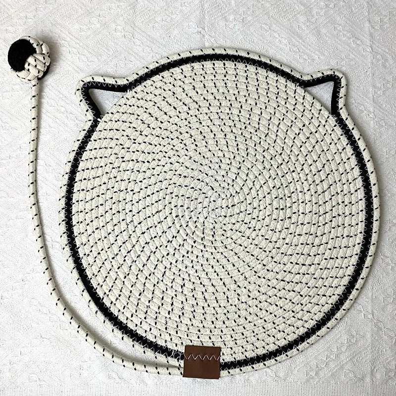 Cotton Rope Woven Cat Scratching Mat and Toy Ball Combo Cat Sleeping Pad Scratch-Resistant Wear-Resistant Washable Pet Mat Peaceful Pleasures Health and Wellness 04 42cm