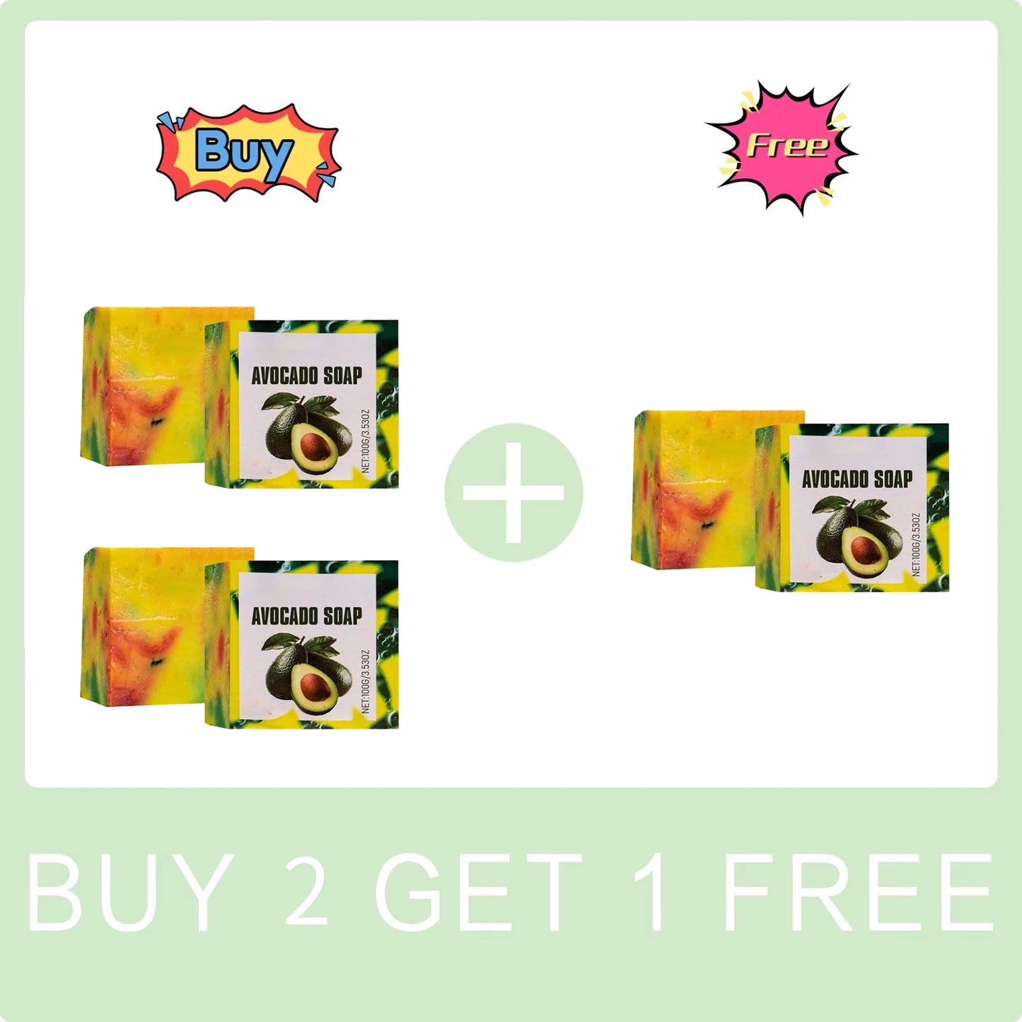 Avocado Bath Soap for Cleaning Pores Oil Control Dirt Remover Improve Dry Rough Skin Soft Moisturizing Rejuvenating Body Care Peaceful Pleasures Health and Wellness Buy 2 Get 1 Free