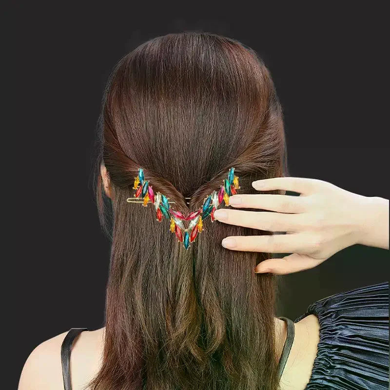 Korean V-Shape Crystal Hair Clip – Luxury Rhinestone Hairpin