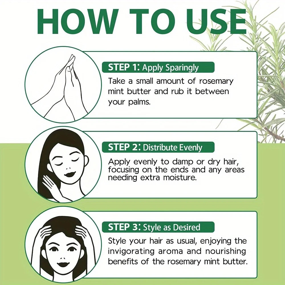 GZE Rosemary Mint Hair Butter – Growth & Damage Repair 100g Hair Growth Butter Peaceful Pleasures Health and Wellness