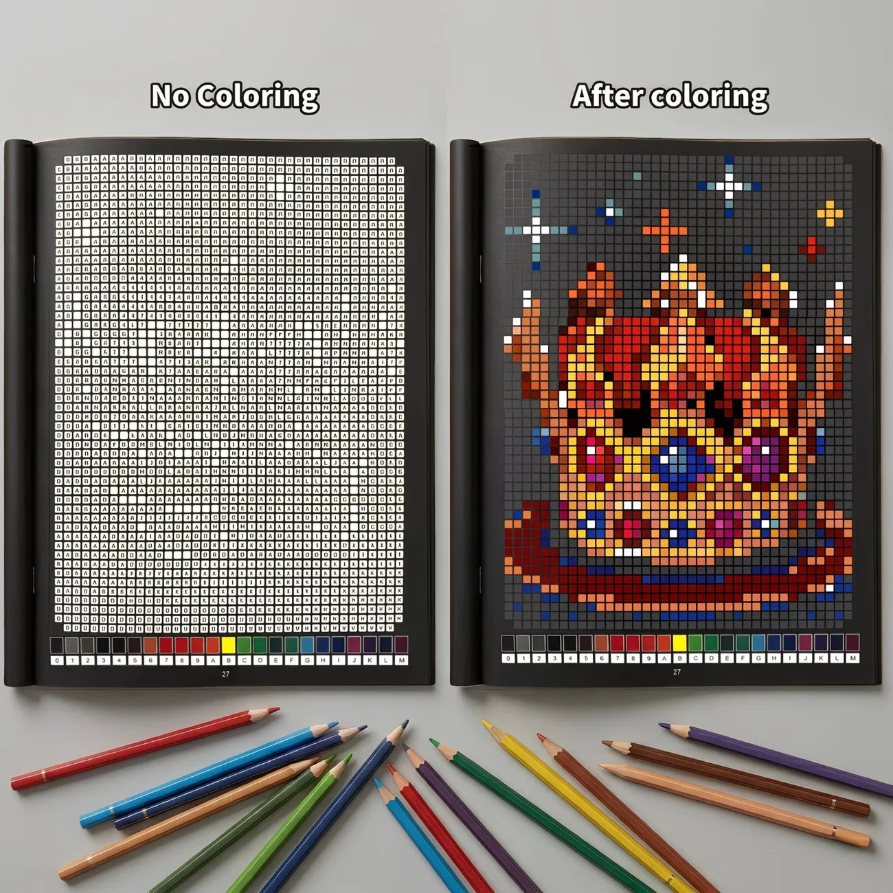 Mystery Mosaics Number Coloring Book 32 Pages Pixel Art Activity
