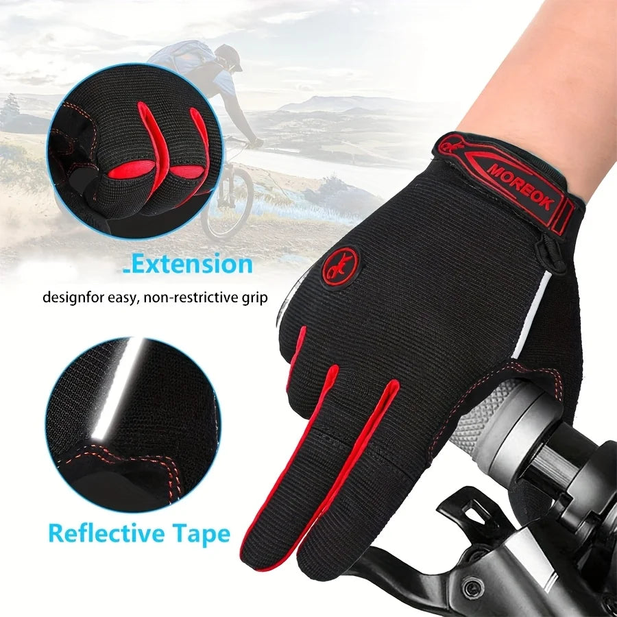 Men's & Women's Road & Mountain Bike Gloves with Touchscreen Function, Reflective Full-Finger Design for Outdoor Cycling Peaceful Pleasures Health and Wellness