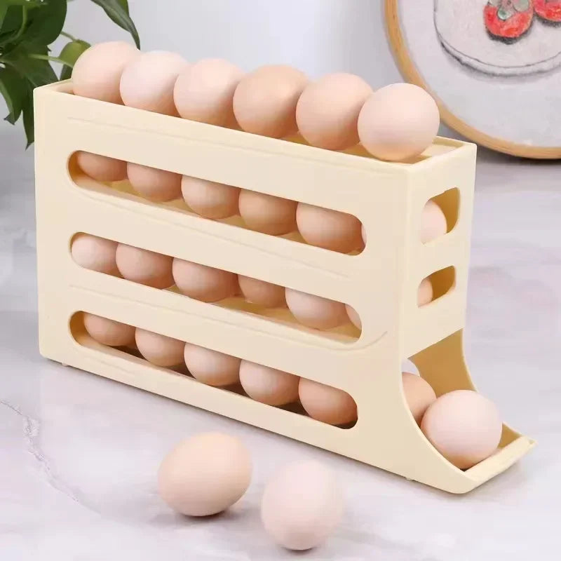 Refrigerator Egg Storage Box 4 Layers Automatic Rolling Egg Holder Kitchen Refrigerator Egg Dispenser Fridge Organizer Peaceful Pleasures Health and Wellness