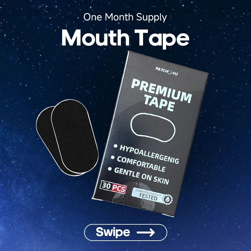 Quitmood Mouth Tape - Pain Free Removal, Hypoallergenic, Latex Free & Gentle On Skin - Medical Grade Adhesive Cotton Tape Peaceful Pleasures Health and Wellness Black United States