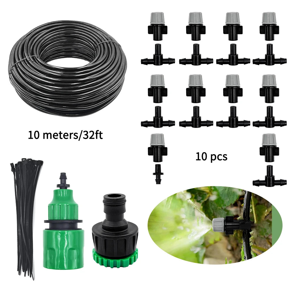 New Irrigation 10Meters 10 Sprinklers Nozzles Water Sprayer Misting Fog Cooling Nozzle System Garden Agricultural Sprayer System Peaceful Pleasures Health and Wellness