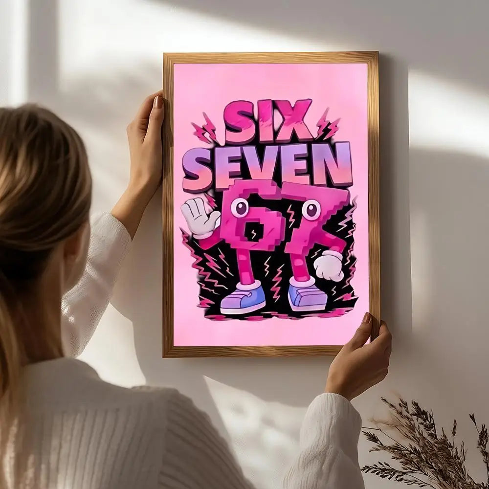 Cool 67 six seven Poster HD Self Adhesive Waterproof Wall Art Ideal for Home Office Dorm Bedroom Great Gift Peaceful Pleasures Health and Wellness White8 15X20cmNoframe