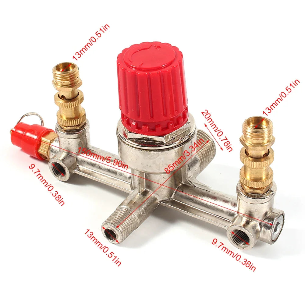 Air Compressor Switch Pressure Regulator Valve Double Outlet Tube