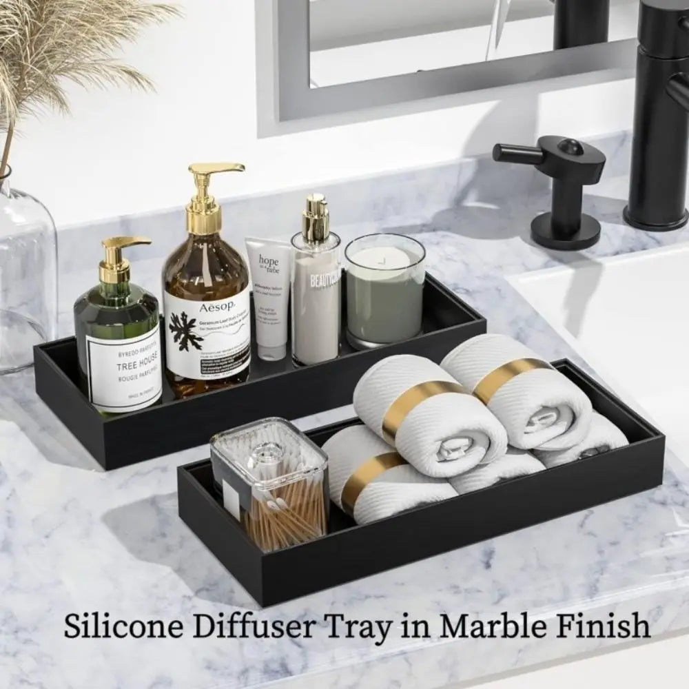 Silicone Bathroom Vanity Tray | Shatterproof Countertop Organizer