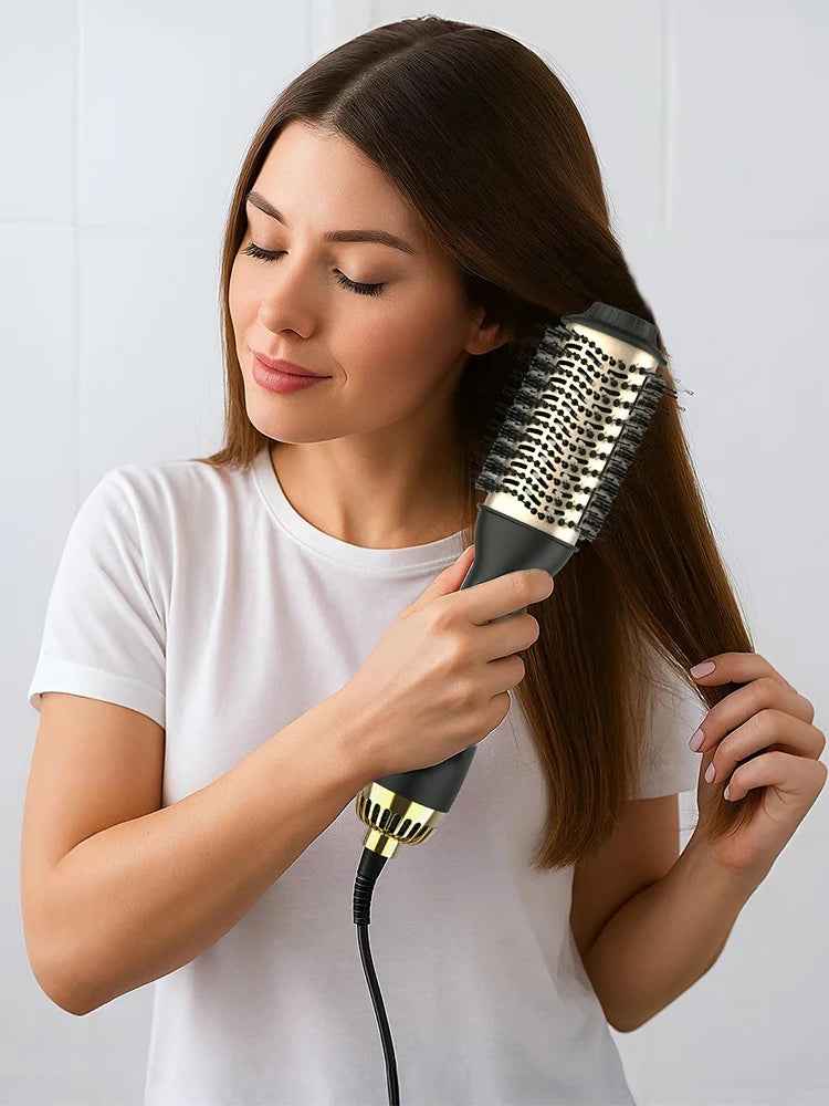LISAPRO One-Step Hot Air Brush&Volumizer PLUS 2.0 Hair Dryer and Hair Styler New Black Golden Hair Curler Brush Peaceful Pleasures Health and Wellness