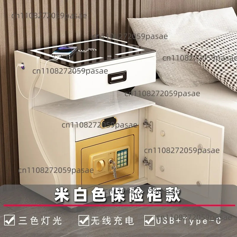 Smart Bedside Table – Wireless Charging, LED Light & Storage