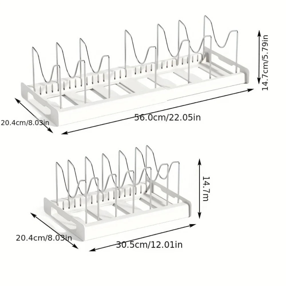 Foldable Kitchen Pot Lid & Utensil Storage Rack Organizer