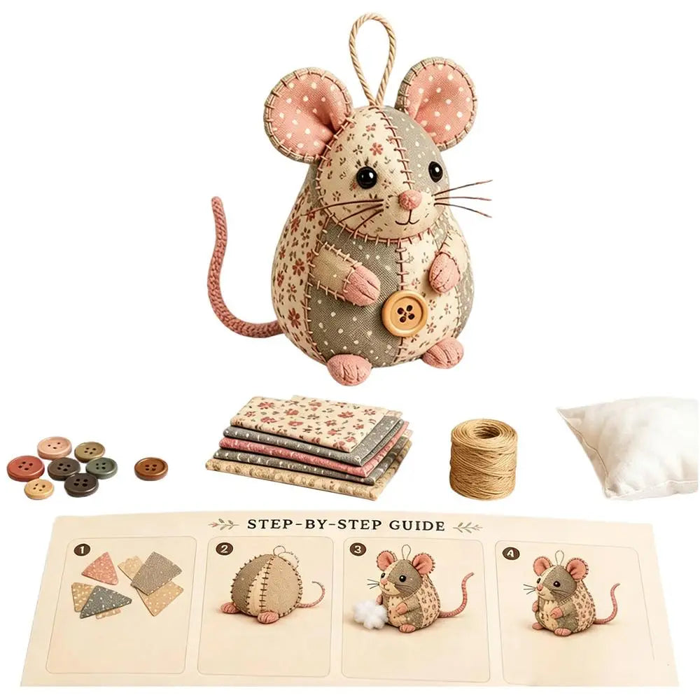 Patchwork Mouse DIY Sewing Kit | Floral Fabric Craft Set