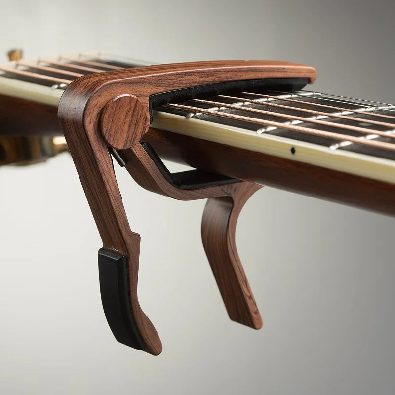 Capo Guitar Wood Grain Metal Tone Changer Acoustic Electric Pickup