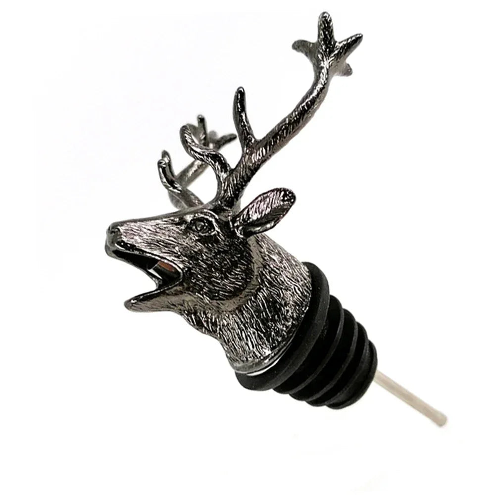 Deer Head Wine Bottle Stopper | Stainless Steel Bar Accessory