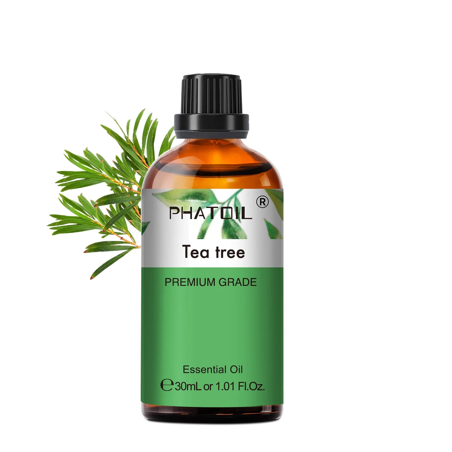 PHATOIL 30ml Lavender Lemon Eucalyptus Sandalwood Bergamot Aromatherapy Essential Oil For Diffuser,Candle Making,DIY Soap & Bomb Peaceful Pleasures Health and Wellness Tea tree 30ml