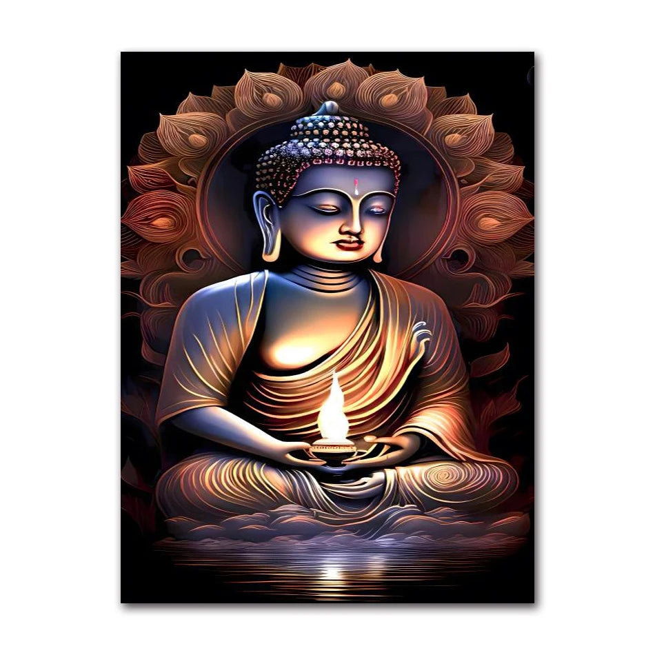 HD Buddha Canvas Wall Art | Zen Statue Print for Living Room