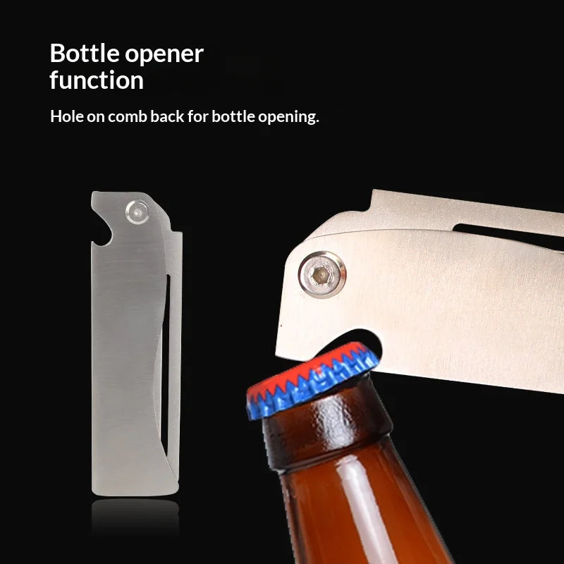 Men Retro Oil Head Comb Portable Folding Stainless Steel 201 Comb Hairdressing Styling Round Teeth Comb Texture Modeling Steel C Peaceful Pleasures Health and Wellness