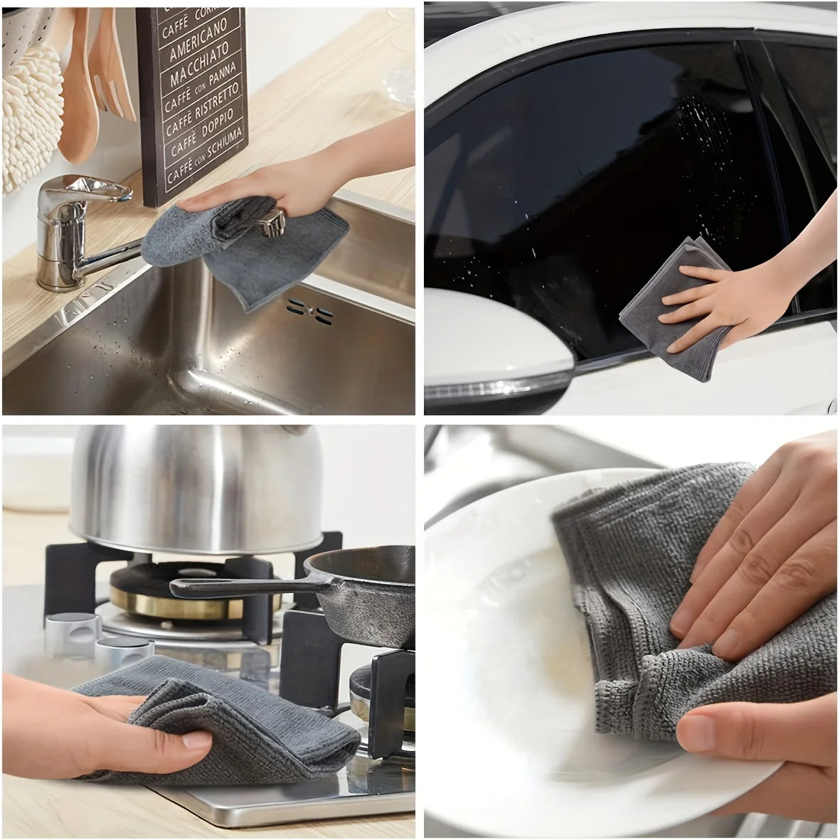 Microfiber Cleaning Cloths - Ultra Absorbent, Stain & Grease Removal Towels For Kitchen, Bathroom, Car & Glass - Dura Peaceful Pleasures Health and Wellness
