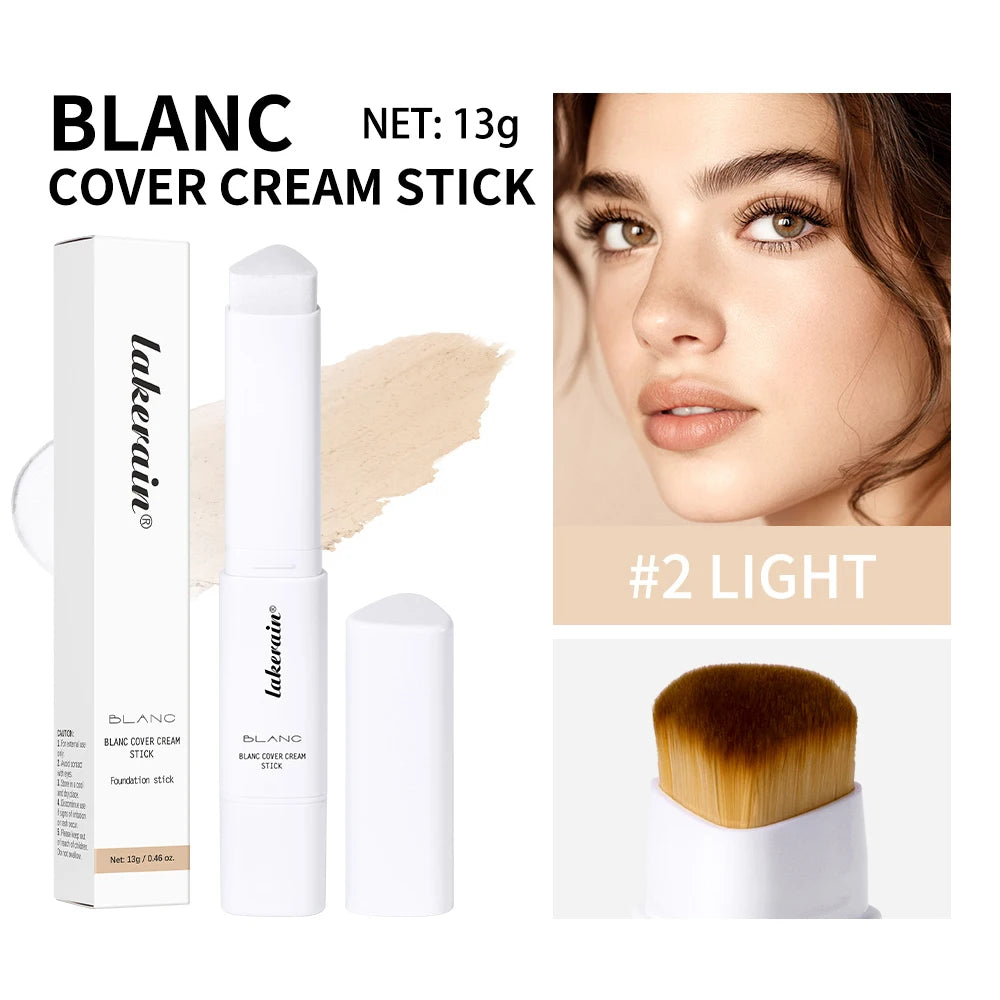 Color Changing Foundation Stick Korean Cover Cream Stick High Coverage Waterproof Dual-Ended with Brush Base Makeup Peaceful Pleasures Health and Wellness 2light