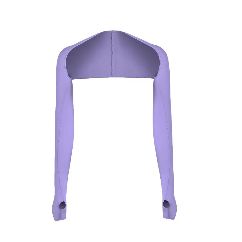 Ice Silk One Piece Shoulder Attached Ice Sleeve Women's UV-Resistant Outer Cover for Golf Sleeve Cover for Sun Protection Peaceful Pleasures Health and Wellness Light purple