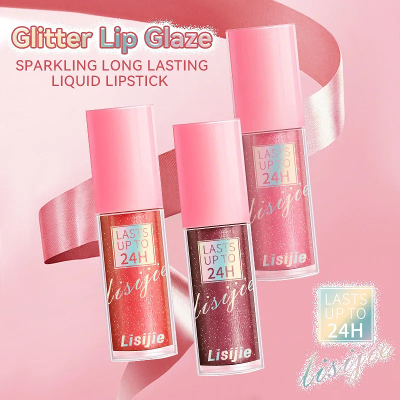 Diamonds Glitter Lip Gloss – 24H Waterproof Pearl Lipstick