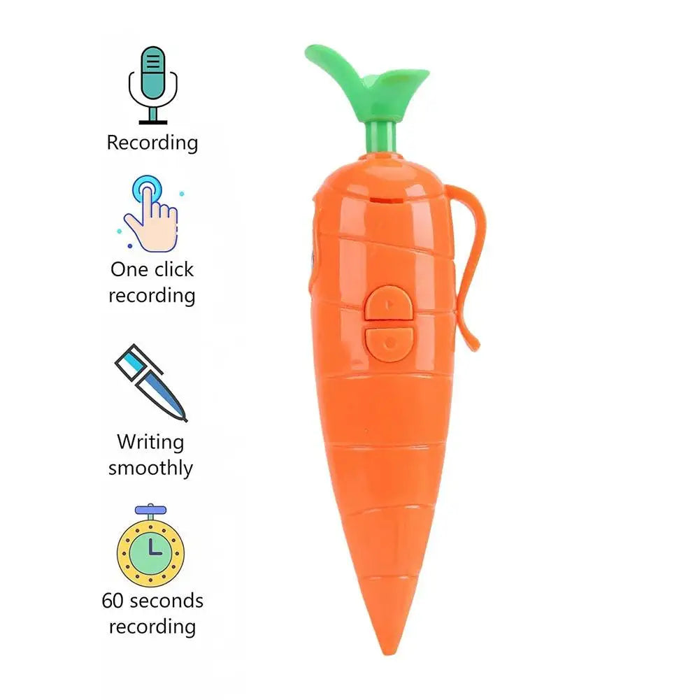 Carrot Digital Voice Recorder Pen Smooth-ink Ballpoint Refill Creative Carrot Design Functional New Special Child Toy Gift Pen Peaceful Pleasures Health and Wellness