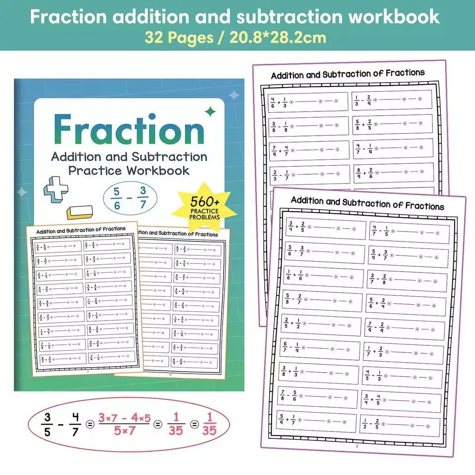 Training Basic Fraction Addition Subtraction Practice Problems Guided