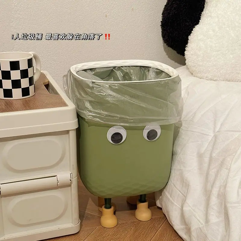 Practical Kitchen Trash Can Household Student Dormitory Large Capacity Creative Simple Cute Living Room Lidless Paper Basket New Peaceful Pleasures Health and Wellness 10L-1