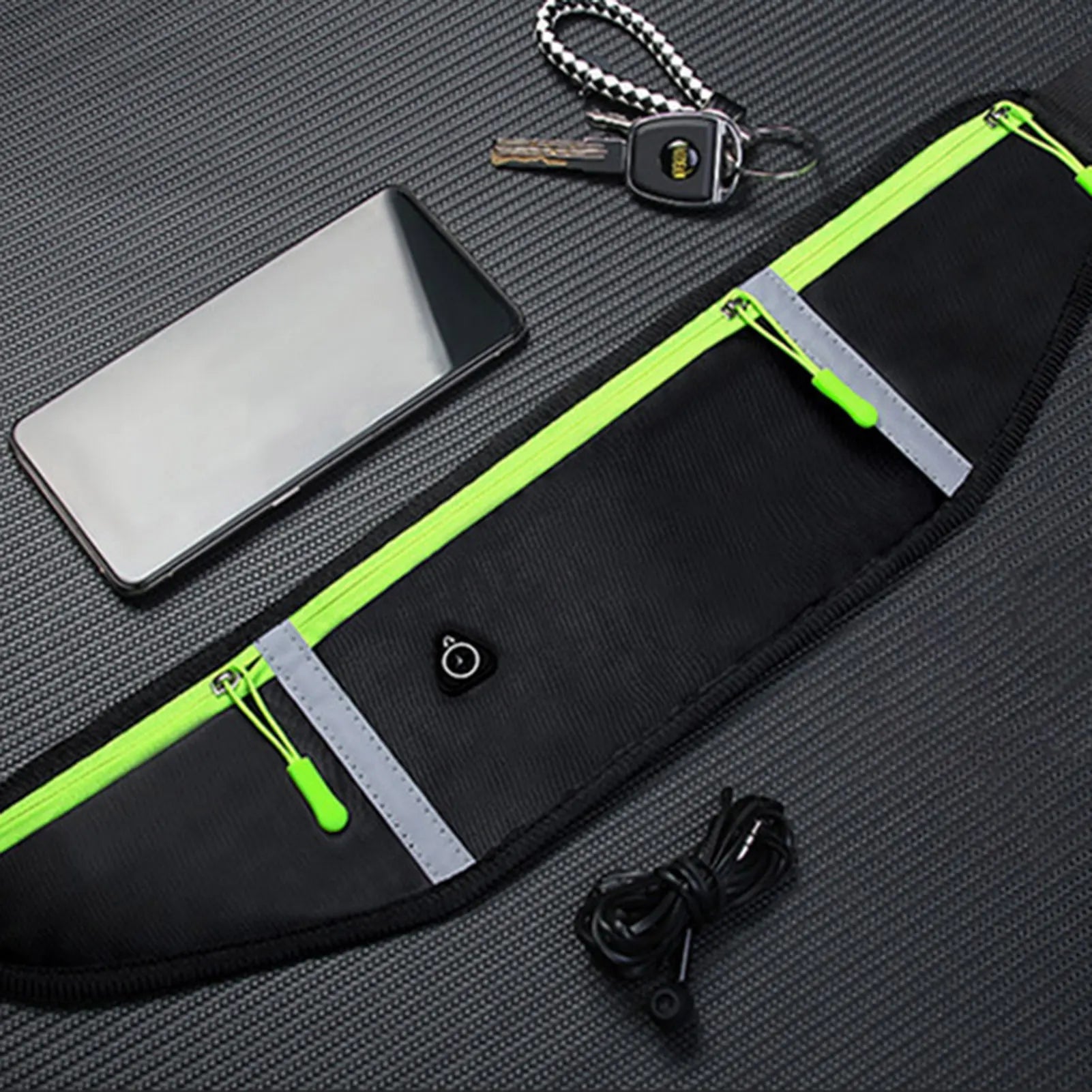 Outdoor Sports Waist Bag for Phones with Reflective Strips Soft Touch Polyester Fanny Pack for Men Women Running Hiking Peaceful Pleasures Health and Wellness