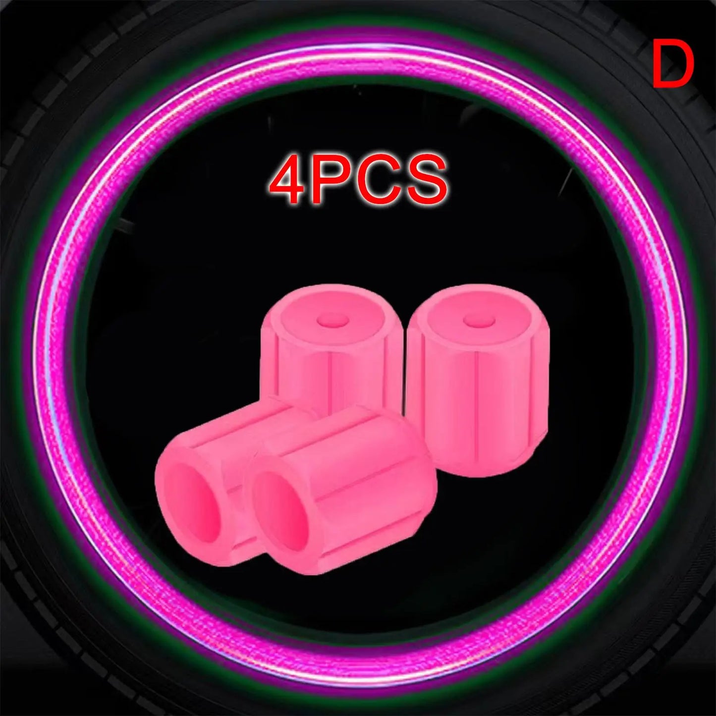 4Pcs 16*12mm Luminous Car Valve Caps Mini Non-slip Air Rim Cover Glow In Dark Accessories Universal Tyre Valve Stem Decor Peaceful Pleasures Health and Wellness D