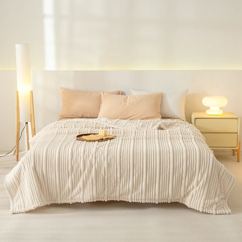 Ribbed Flannel Fleece Throw Blanket – Super Soft All Season