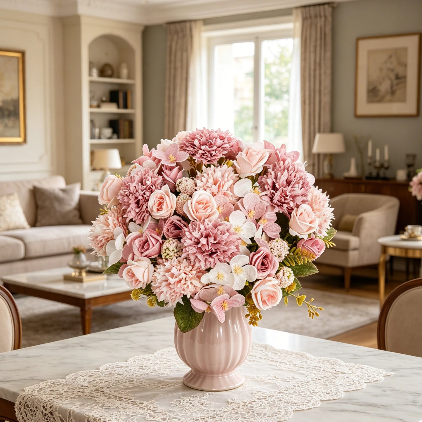 Artificial Silk Rose & Chrysanthemum Bouquet – Wedding Home Décor
