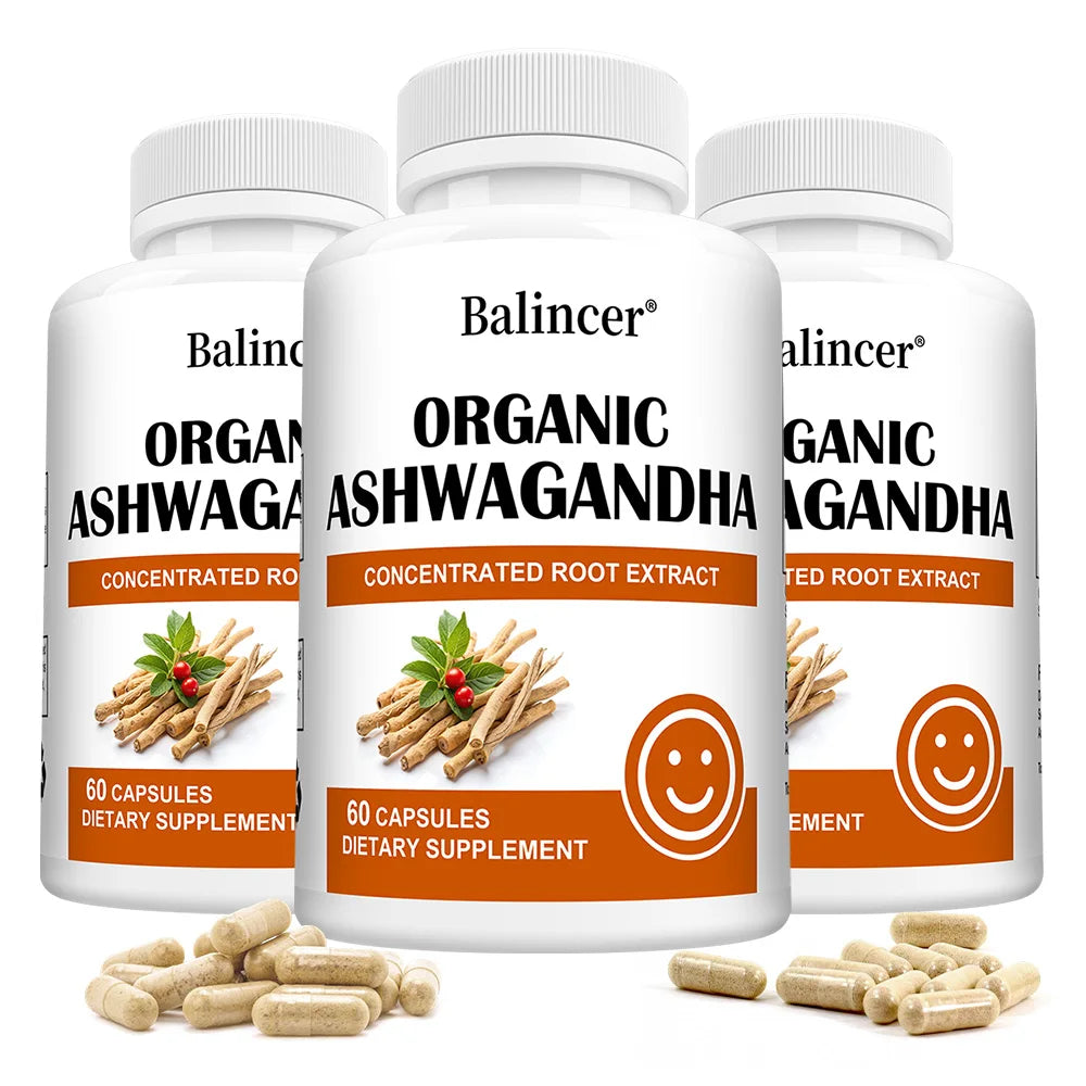 Ashwagandha Capsules - Black Pepper, Stress Relief, Energy Sleep Mood Focus & Immune Support, Relaxation, Cognitive Function Peaceful Pleasures Health and Wellness 60 count-3 bottle