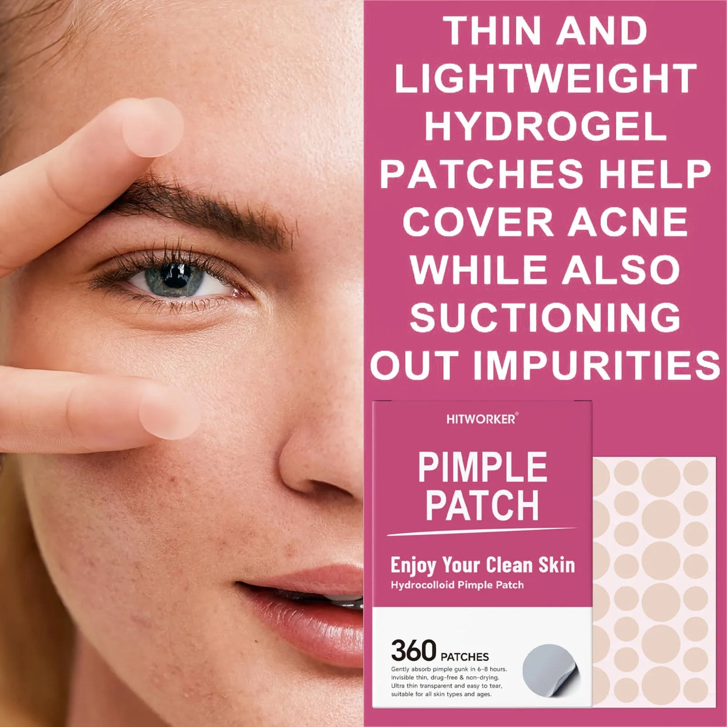 Invisible Waterproof Hydrocolloid Acne Patches – All Skin Types