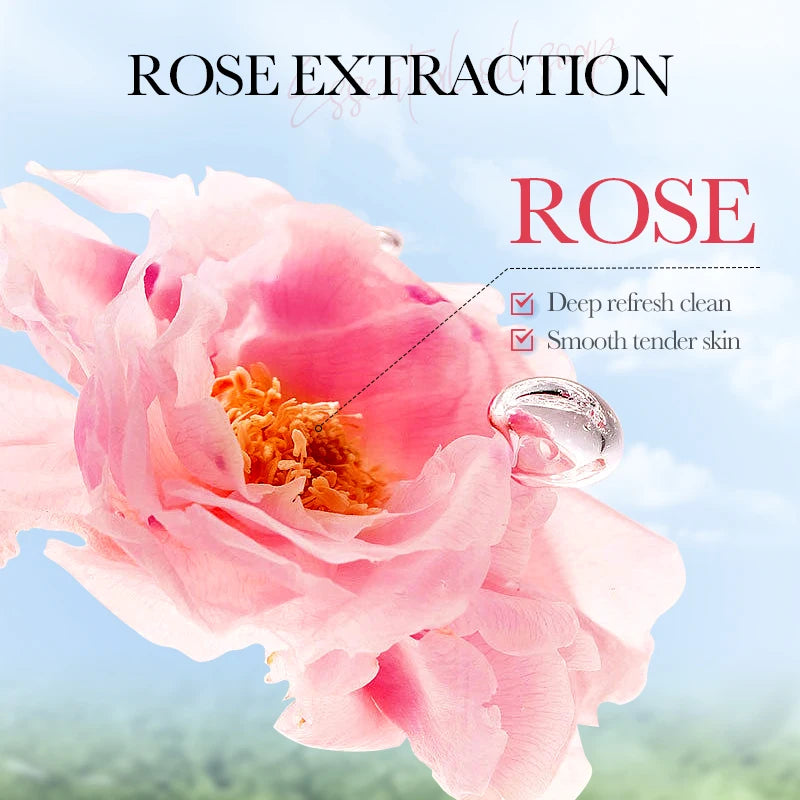 SADOER Rose Essential Oil Foaming Face & Body Soap Bar Foaming Cleansing Soap Peaceful Pleasures Health and Wellness