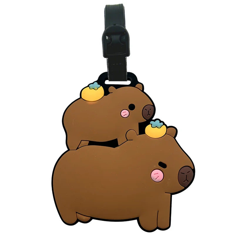 Cartoon Capybara PVC Luggage Tag | ID & Address Holder